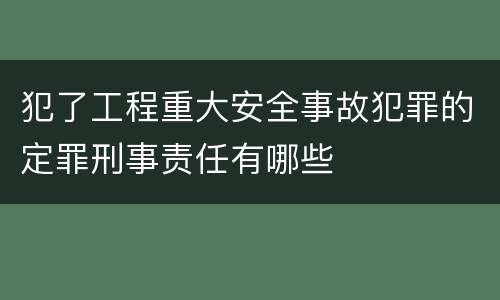 犯了工程重大安全事故犯罪的定罪刑事责任有哪些