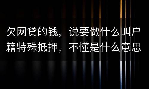 欠网贷的钱，说要做什么叫户籍特殊抵押，不懂是什么意思