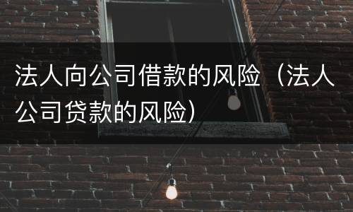 法人向公司借款的风险（法人公司贷款的风险）
