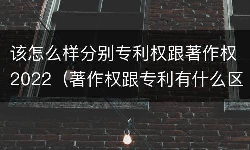 该怎么样分别专利权跟著作权2022（著作权跟专利有什么区别）