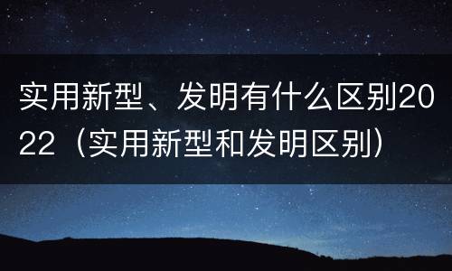 实用新型、发明有什么区别2022（实用新型和发明区别）