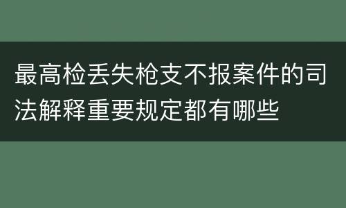 最高检丢失枪支不报案件的司法解释重要规定都有哪些