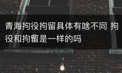 青海拘役拘留具体有啥不同 拘役和拘留是一样的吗