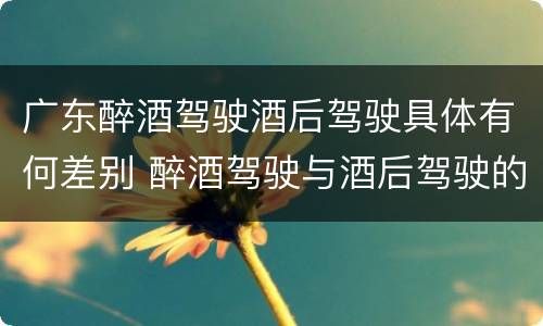 广东醉酒驾驶酒后驾驶具体有何差别 醉酒驾驶与酒后驾驶的区别