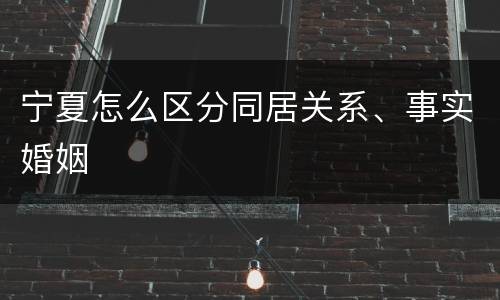 宁夏怎么区分同居关系、事实婚姻