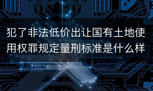 犯了非法低价出让国有土地使用权罪规定量刑标准是什么样
