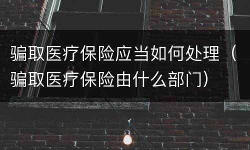 骗取医疗保险应当如何处理（骗取医疗保险由什么部门）