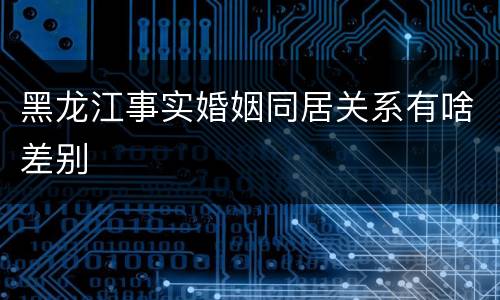 黑龙江事实婚姻同居关系有啥差别