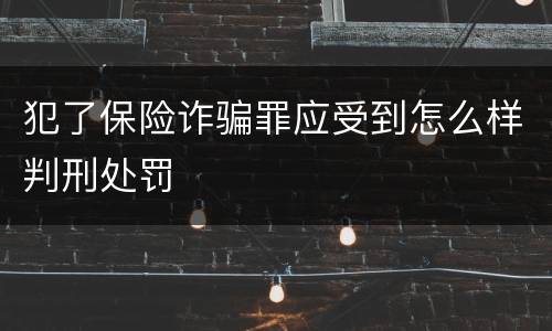 犯了保险诈骗罪应受到怎么样判刑处罚