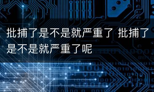 批捕了是不是就严重了 批捕了是不是就严重了呢