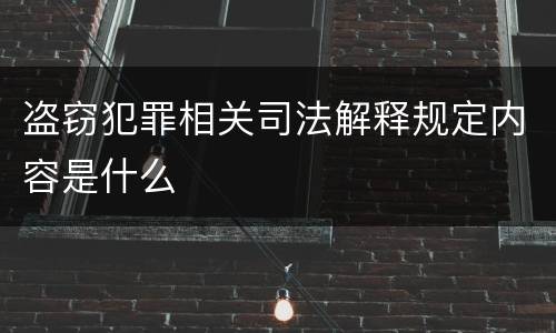 盗窃犯罪相关司法解释规定内容是什么