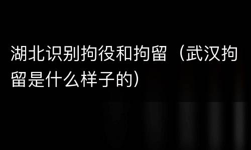 湖北识别拘役和拘留（武汉拘留是什么样子的）