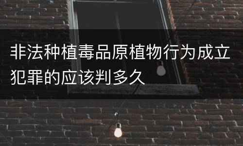 非法种植毒品原植物行为成立犯罪的应该判多久