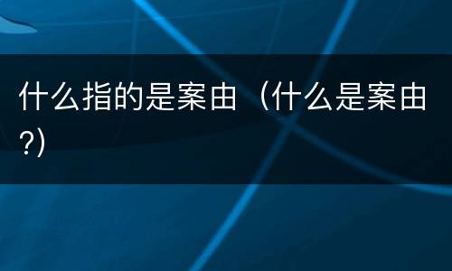 什么指的是案由（什么是案由?）