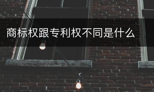 商标权跟专利权不同是什么
