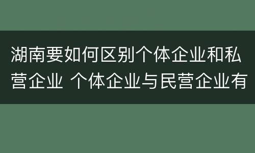 湖南要如何区别个体企业和私营企业 个体企业与民营企业有啥不同