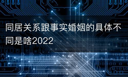 同居关系跟事实婚姻的具体不同是啥2022