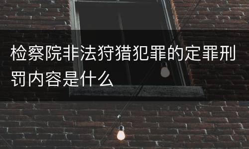 检察院非法狩猎犯罪的定罪刑罚内容是什么