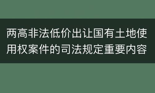 两高非法低价出让国有土地使用权案件的司法规定重要内容