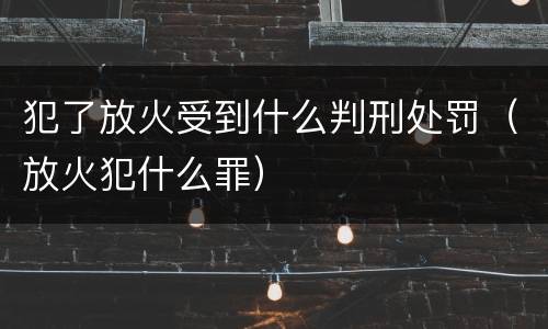 犯了放火受到什么判刑处罚（放火犯什么罪）