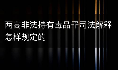 两高非法持有毒品罪司法解释怎样规定的