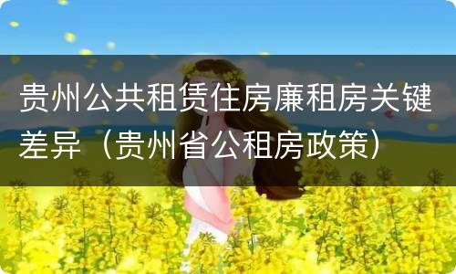 贵州公共租赁住房廉租房关键差异（贵州省公租房政策）