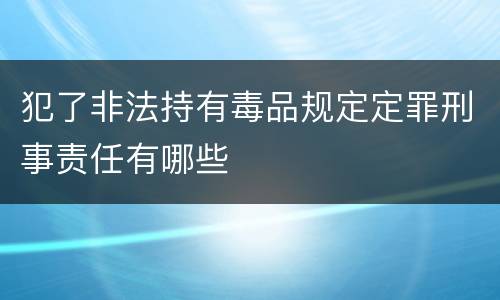犯了非法持有毒品规定定罪刑事责任有哪些