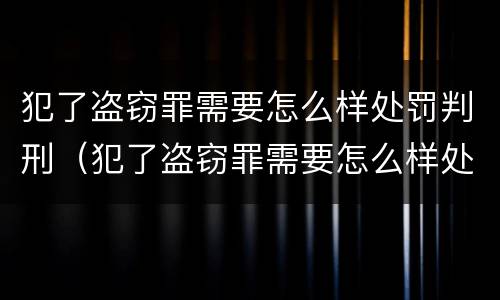犯了盗窃罪需要怎么样处罚判刑（犯了盗窃罪需要怎么样处罚判刑多少年）
