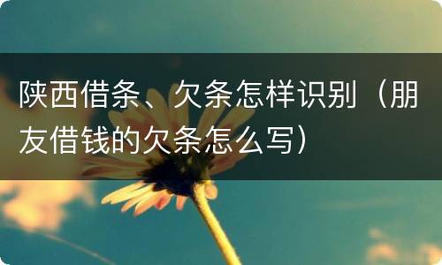 陕西借条、欠条怎样识别（朋友借钱的欠条怎么写）