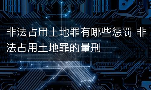 非法占用土地罪有哪些惩罚 非法占用土地罪的量刑