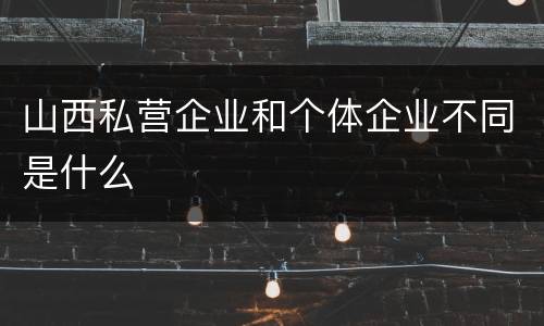 山西私营企业和个体企业不同是什么