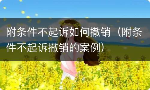 附条件不起诉如何撤销（附条件不起诉撤销的案例）