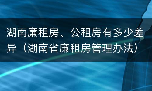 湖南廉租房、公租房有多少差异（湖南省廉租房管理办法）