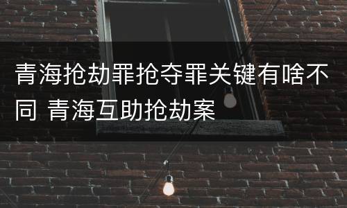 青海抢劫罪抢夺罪关键有啥不同 青海互助抢劫案
