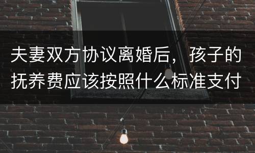 夫妻双方协议离婚后，孩子的抚养费应该按照什么标准支付