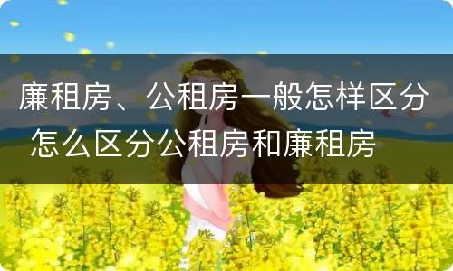 廉租房、公租房一般怎样区分 怎么区分公租房和廉租房