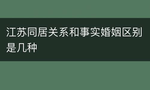 江苏同居关系和事实婚姻区别是几种