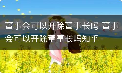 董事会可以开除董事长吗 董事会可以开除董事长吗知乎