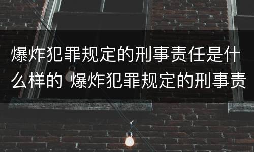 爆炸犯罪规定的刑事责任是什么样的 爆炸犯罪规定的刑事责任是什么样的呢