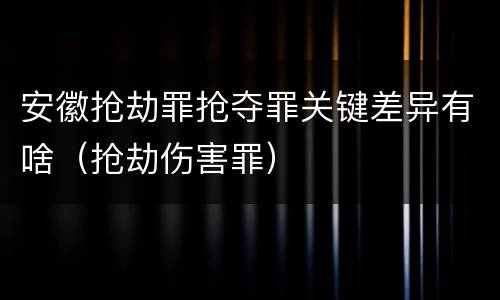 安徽抢劫罪抢夺罪关键差异有啥（抢劫伤害罪）