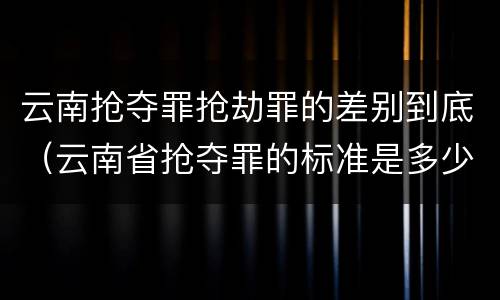 云南抢夺罪抢劫罪的差别到底（云南省抢夺罪的标准是多少?）
