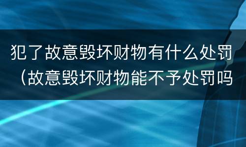 犯了故意毁坏财物有什么处罚（故意毁坏财物能不予处罚吗）