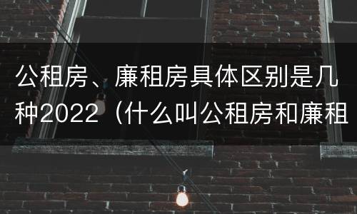 公租房、廉租房具体区别是几种2022（什么叫公租房和廉租房）