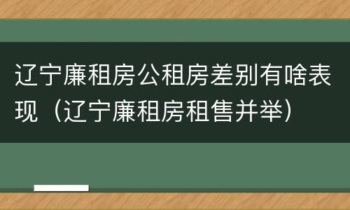 辽宁廉租房公租房差别有啥表现（辽宁廉租房租售并举）