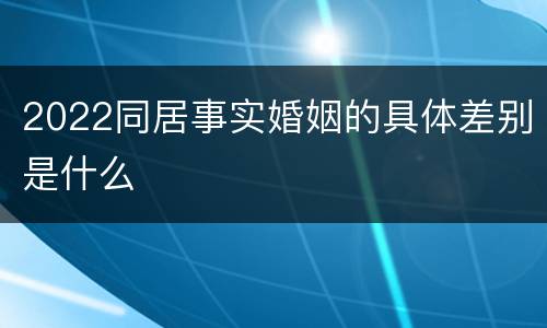 2022同居事实婚姻的具体差别是什么