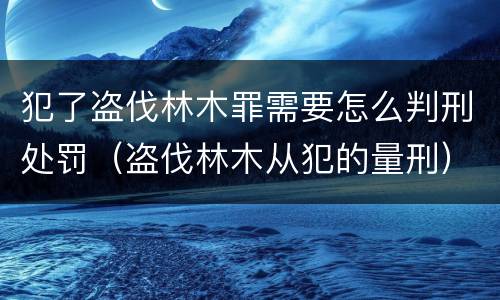 犯了盗伐林木罪需要怎么判刑处罚（盗伐林木从犯的量刑）