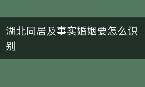湖北同居及事实婚姻要怎么识别