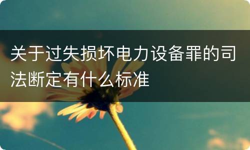 关于过失损坏电力设备罪的司法断定有什么标准