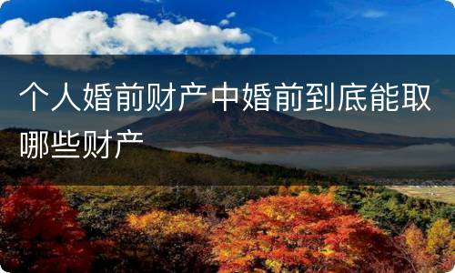 个人婚前财产中婚前到底能取哪些财产