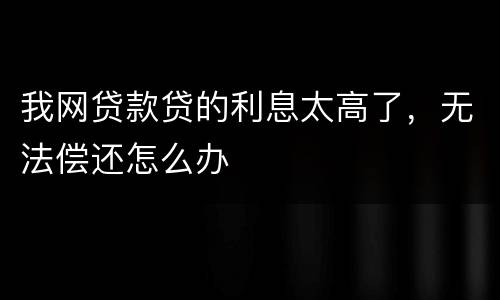 我网贷款贷的利息太高了，无法偿还怎么办